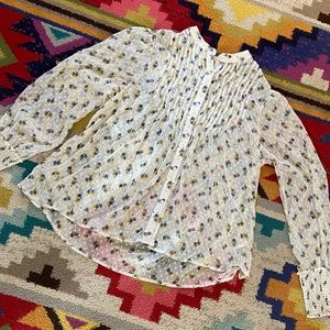 Free People Flowers in December: Blue Floral Sheer Blouse